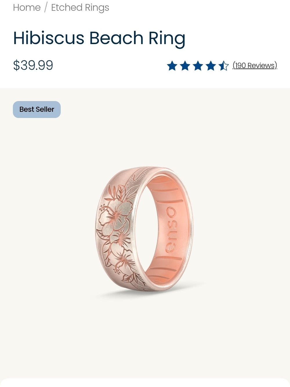 Enso Rose Gold Hibiscus Etched Band Size 3 Hawaii